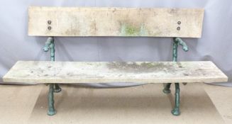 A cast metal garden bench with faux branch decoration, planked oak seat and back rest, W198 x D60