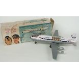 Tomiyama Japan tinplate battery operated Scandinavian Airlines System Lufthansa Airlines Viscount