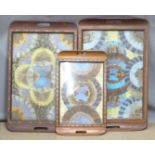Three Butterfly wing trays, largest 62 x 38cm