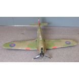 RAF Hurricane radio control aircraft of polystyrene construction powered by electric motor and