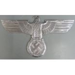Large replica Nazi German polished cast aluminum eagle and swastika, width 70cm