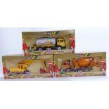 Three Britains model construction vehicles 9910, 9911 and 9913, all in original display boxes.