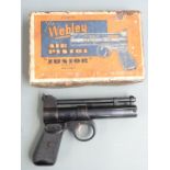 Webley Junior .177 air pistol with named and chequered grips, serial number 309, in original box