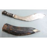 Kukri with India to 22cm blade and sheath with 5th Gurkha Rifles motif