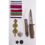 American US M3 knife or bayonet, Gloucestershire Regiment cap badge, 1838 Trade and Navigation penny