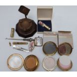 Edward VII hallmarked silver vesta case, button hooks including hallmarked silver handled,