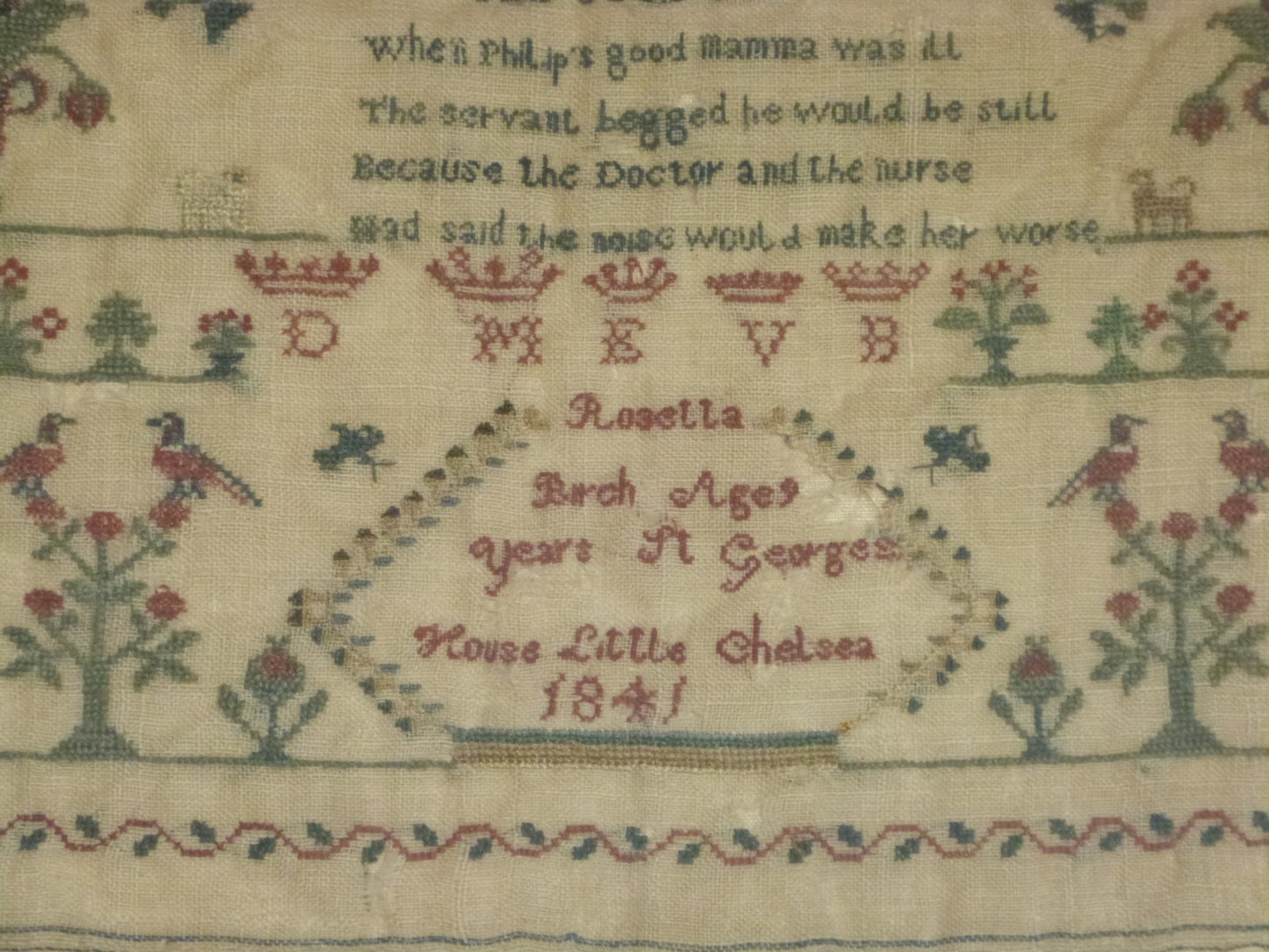 An early Victorian embroidery sampler by Rosetta Birch, aged 9, St George's House, Little Chelsea, - Image 2 of 2