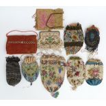 Ten 19th/20thC beadwork bags and purses, largest 24 x 18cm