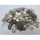 A collection of George V silver threepence coins, the majority pre-1920, approximately 570g