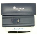 Five fountain pens comprising two cased Waterman examples, Platignum Regal and two Parker examples