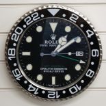 Rolex Oyster Perpetual GMT-Master II dealer's shop display advertising wall clock with black dial,