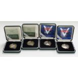 Four Royal Mint silver proof £2 coins, comprising two 2005 WW2 and two 2006 Brunel examples, cased