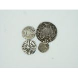 Charles I Parliament shilling, clipped, together with an Elizabeth I hammered penny, and two