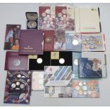 Royal Mint United Kingdom coinage in presentation packs including Royal commemoratives, mint