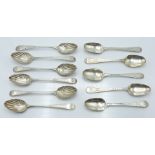 Two sets of Georgian bright cut hallmarked silver teaspoons, one set of six with shell bowls, London