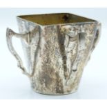 Edward VII hallmarked silver Art Nouveau four handled loving cup, Chester 1903 maker George Nathan &
