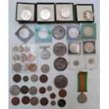 A collection of UK coins to include 1953 coronation set, Festival of Britain etc, together with four