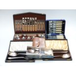 Quantity of cased silver plated cutlery to include serving spoons, fish eaters, six place setting