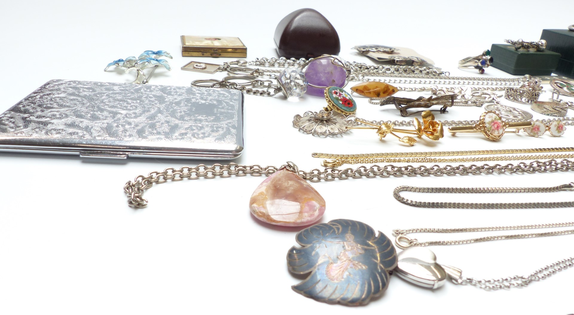 A collection of costume jewellery some silver including rings, chains, St Christopher, pendants etc - Image 2 of 5