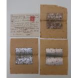 Chinese funeral money comprising four notes in a 1930s envelope with explanatory notes within