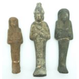 Three Egyptian Shabti figures, height of tallest 19cm
