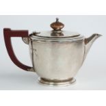 Art Deco hallmarked silver bachelor's teapot, Birmingham 1937, maker Adie Brothers Ltd, length 18cm,