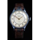 Smiths gentleman's wristwatch with gold hands and Arabic numerals, cream dial, stainless steel