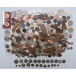 A collection of UK and overseas coinage including approximately 194g of mixed silver and some