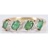 A 9ct gold ring set with emeralds and diamonds, 2.0g, size O/P