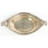 George III hallmarked silver twin-handled dish with scrolling decoration, London 1796 maker