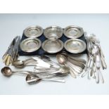 Cased set of silver plated cutlery together with a quantity of loose silver plated cutlery, much