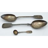 Victorian pair of hallmarked silver fiddle pattern table spoons, London 1845 maker Elizabeth