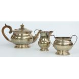 Elizabeth II hallmarked silver three-piece tea set, Sheffield 1972 maker Cooper Brothers & Sons,