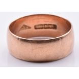 A 9ct rose gold ring/ wedding band/ ring, Glasgow 1917, 5g, size P