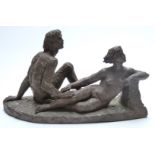Bronze or similar limited edition (64/250) study of two nude figures, monogrammed to base possibly