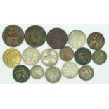 Sixteen mixed Georgian, Victorian and later coins includes silver and overseas