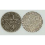 1757 George II sixpence, together with a 1787 George III example with semèe of hearts reverse