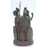 19thC or early 20thC figural lamp base formed of three Greek or Roman classical soldiers or