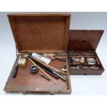 Two vintage artist's paint boxes including a Reeves & Son mahogany box with single drawer fitted