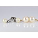 A pair of 9ct white gold Ciro earrings set with cubic zirconia and cultured pearls and a pair of 9ct