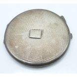 Art Deco hallmarked silver compact with engine turned decoration, Birmingham 1944, maker Turner &