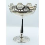 George V hallmarked silver pedestal centrepiece, bowl or tazza with pierced rim and octagonal stem