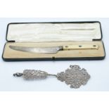 Edward VII cased Artificers' Guild hallmarked silver bladed ivory handled knife, London 1912, length