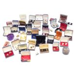 A collection of cufflinks and studs including silver, mother-of-pearl etc