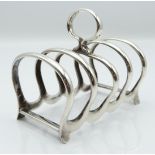 George V hallmarked silver five bar toast rack, Birmingham 1928, length 7cm, weight 45g