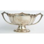 Large George V hallmarked silver twin handled pedestal bowl, Birmingham 1914 maker Wilmot