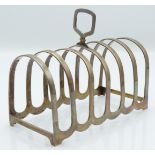 Elizabeth II hallmarked silver seven bar toast rack, Birmingham 1975 maker William Suckling Ltd,