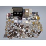 An amateur coin collection in the whole including Jubilee Mint proof three coin set, 1951 crowns and