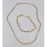 A 9ct gold tri-coloured necklace and matching bracelet, 4.2g