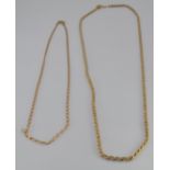 A 9ct gold rope twist necklace and a 9ct gold necklace, 8.0g